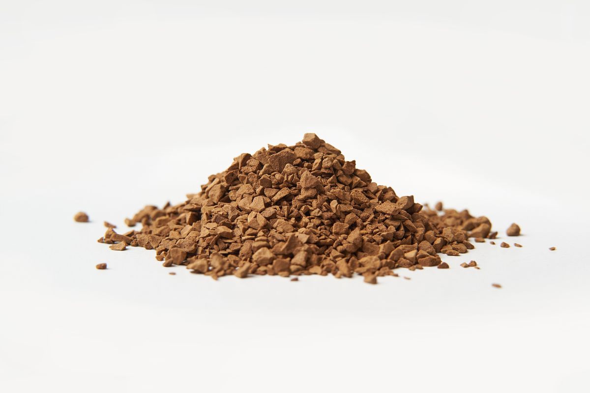 A pile of coarse coffee grounds