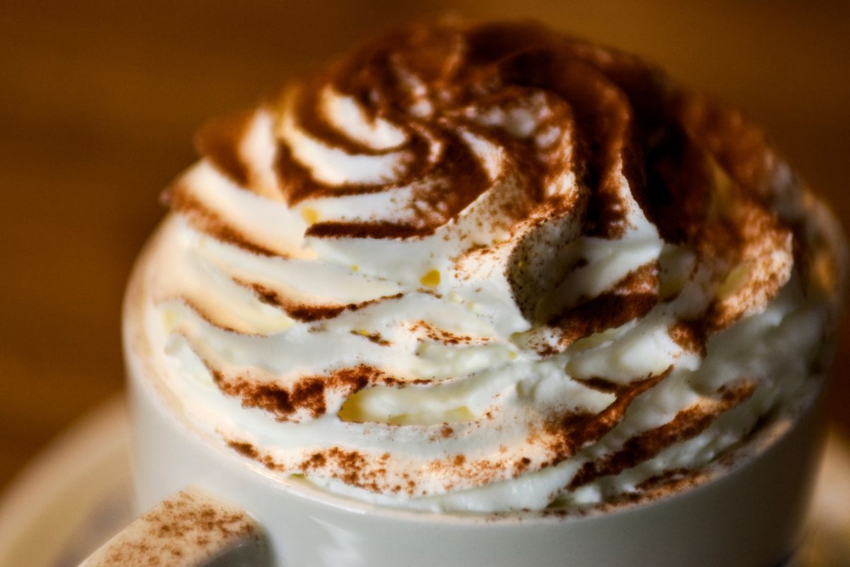 Whipped cream on coffee