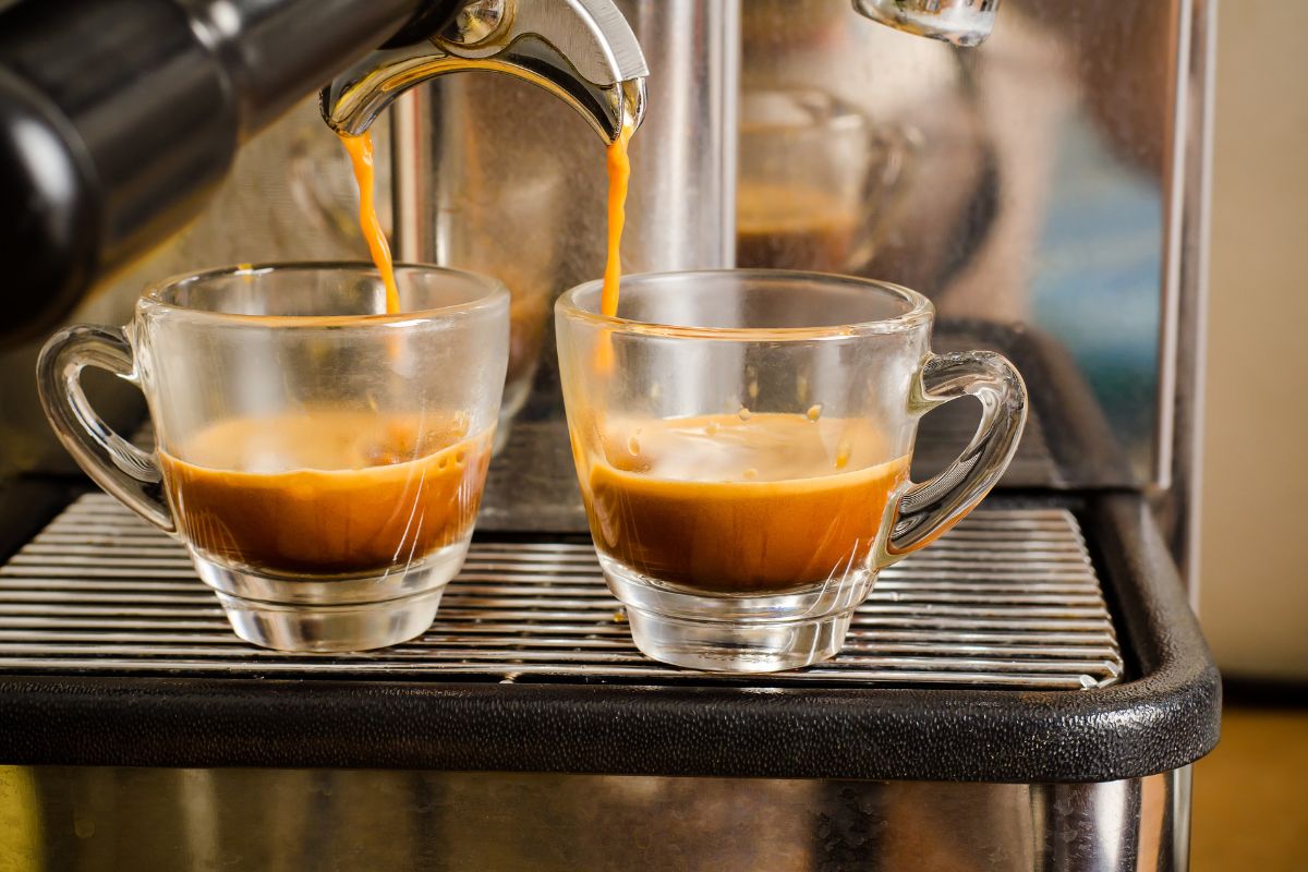 Espresso coffee in two cups