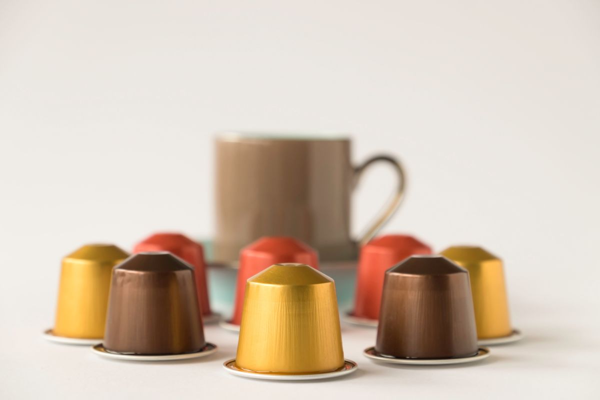 Coffee pods with espresso cup