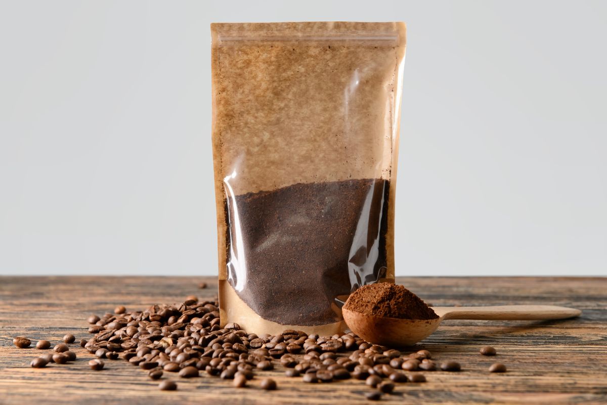 Pack with coffee powder and beans