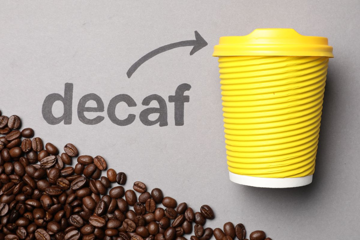 Decaf coffee in yellow cup