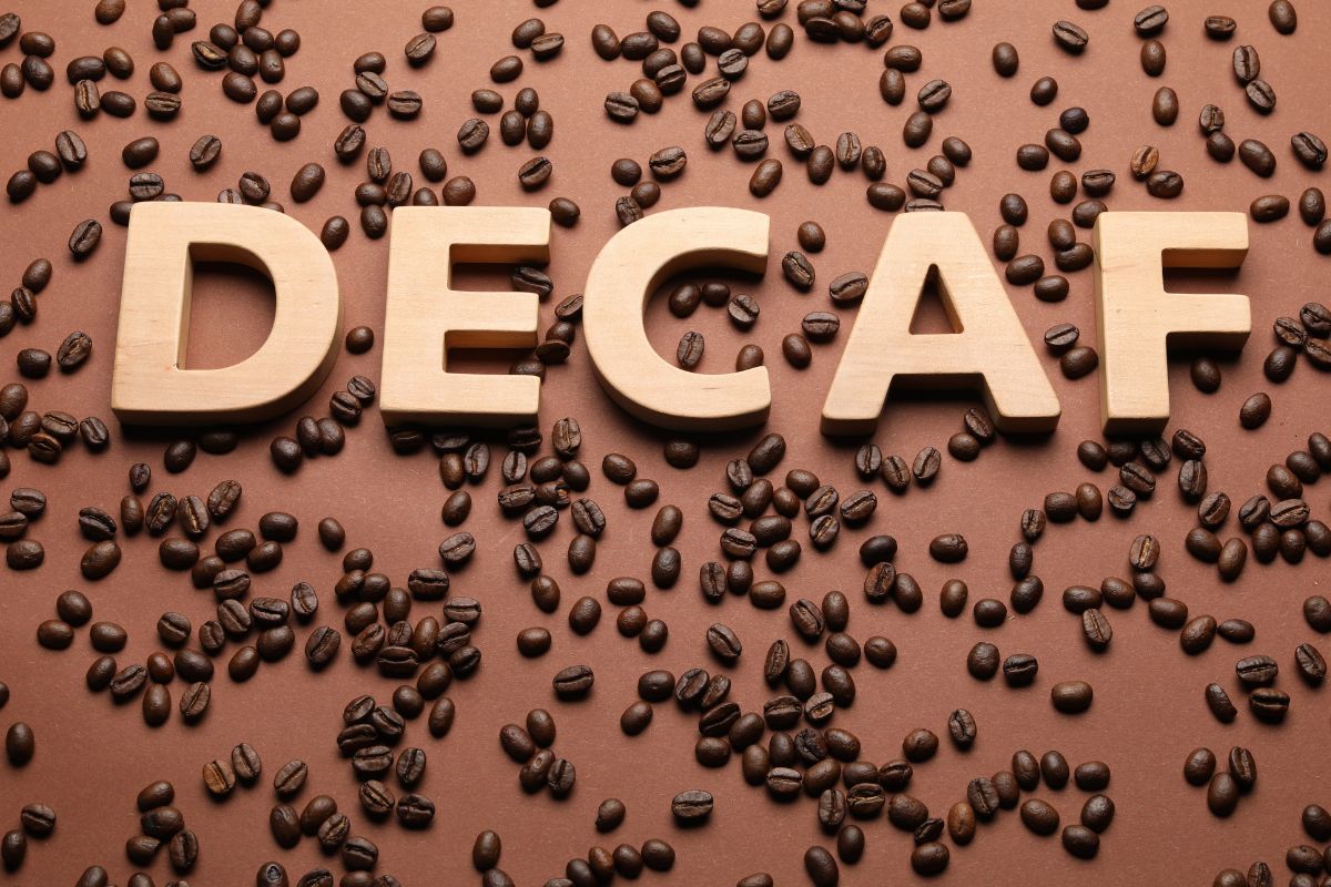 Decaf made of wooden letters