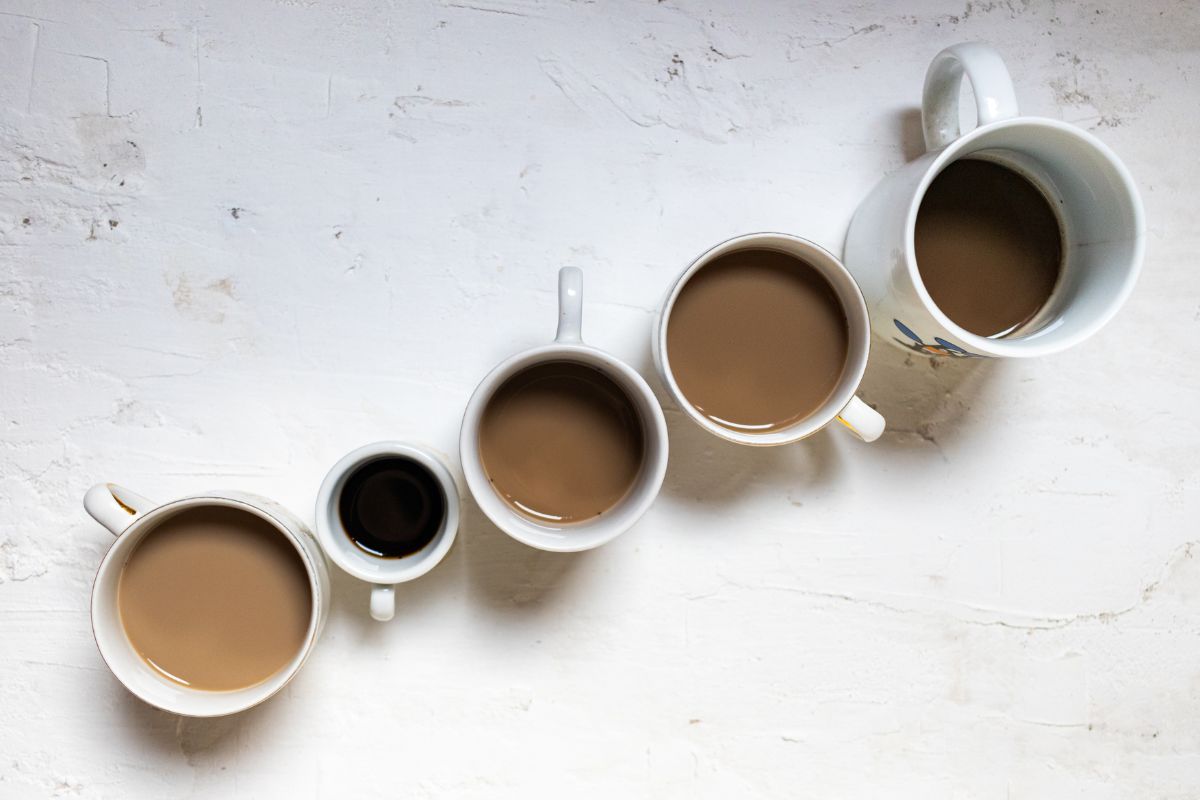 5 cups of different coffee